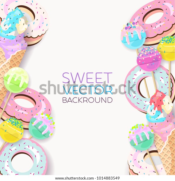 Sweets Pastel Background Flat Style Fashion Stock Vector (Royalty Free ...