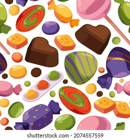 Sweets pattern. Cakes lollipop chocolate cakes textile design projects garish vector seamless background