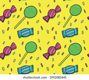 sweets pattern. candies, sweets. confectionery.
wrapping paper.