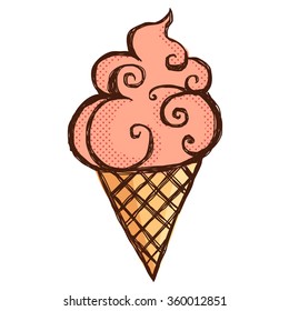 Sweets pink ice creme doodle art