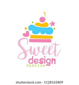 Sweets premium logo design, label for confectionery, candy shop, restaurant, bar, cafe, menu, sweet store vector Illustration on a white background