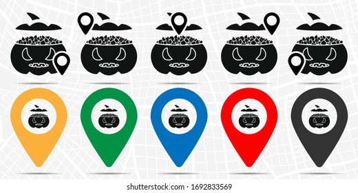 Sweets in the pumpkin icon in location set. Simple glyph, flat illustration element of halloween theme icons