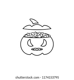 Sweets in the pumpkin icon. Simple outline vector of Halloween set for UI and UX, website or mobile application