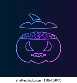 Sweets in the pumpkin nolan icon. Simple thin line, outline vector of halloween icons for ui and ux, website or mobile application