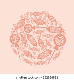 Sweets round pink vector illustration