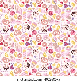 Sweets seamless doodle pattern