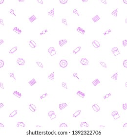 Sweets seamless pattern. Vector illustration of pink line icons. Food Concept.