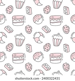 Sweets seamless pattern.Vector illustration in doodle style.