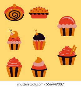 sweets set, Cupcakes vector icons