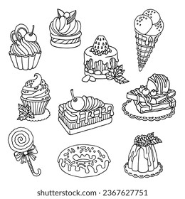 Sweets set vector grafic illustration 
