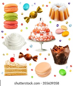 Sweets, set of vector icons