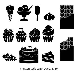 sweets. set of vector icons on a white background