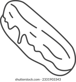 Sweets single line drawing icon illustration eclair