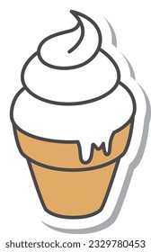 Sweets sticker style single icon illustration Soft serve ice cream