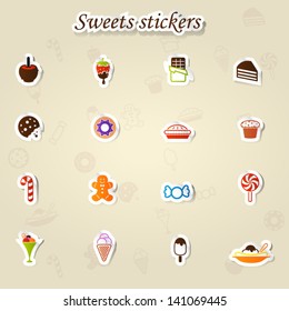 Sweets stickers icon set