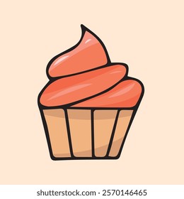 sweets. sweet food. colored icons on the theme of sweets. candy. ice cream. vector. doodle. a set of goodies. a template for creating a poster. cake. a cupcake. hats made of cream.