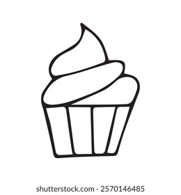 sweets. sweet food. colored icons on the theme of sweets. candy. ice cream. vector. doodle. a set of goodies. a template for creating a poster. cake. a cupcake. hats made of cream.