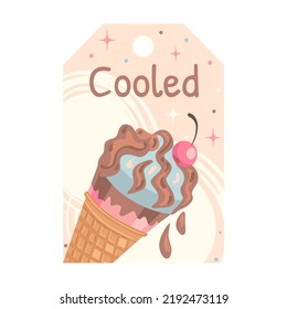 Sweets tag. Ice cream, macaroons vector illustrations with text. Food and dessert concept for confectionery labels and greeting cards design