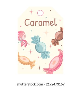 Sweets tag. Lolly pops vector with text. Food and dessert concept for confectionery labels and greeting cards design