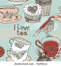 Sweets and tea background