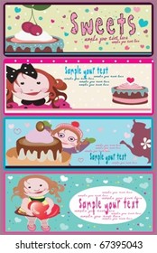 Sweets and tea baners.With space for your text.