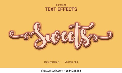 Sweets Text Effect Vectors, Set Elegant Pink purple Abstract sweets text effect, sweets text style editable font effect 