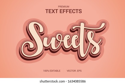 Sweets Text Effect Vectors, Set Elegant Pink purple Abstract sweets text effect, sweets text style editable font effect 