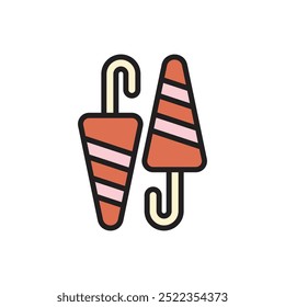 Sweets Umbrella Candy Icon Vector Illustration