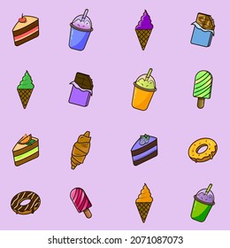 Sweets vector icons,  pattern, vector desserts
