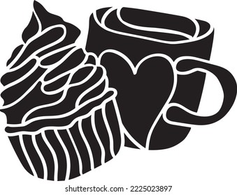 Dulces Esténcil vectorial, negro y blanco