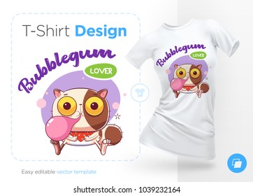 Sweet-tooth cat. Print on T-shirts, sweatshirts, cases for mobile phones, souvenirs. Vector illustration on white background