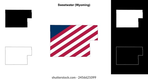 Sweetwater County (Wyoming) outline map set