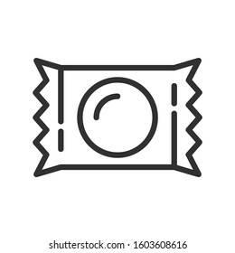 sweet,wrapped candy, linear icon. Editable stroke