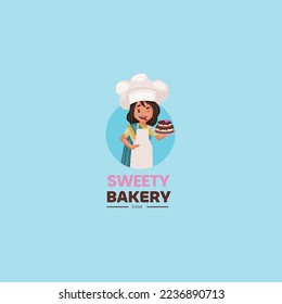 Sweety bakery vector mascot logo template.