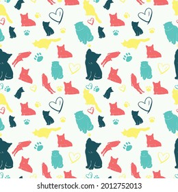 Sweety Colorful Cat Seamless Pattern 