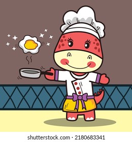 sweety dinosaur the master chef funny animal cartoon
