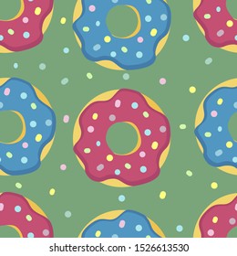 Sweety pattern with donuts. Vector illustration.