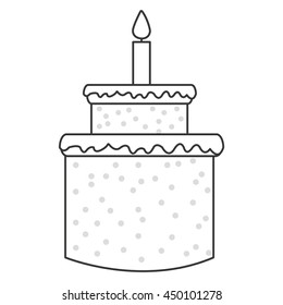 sweey cake birthday icon with candle isolated vector illustration