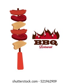 sweker with meat, chiken and sausage over white background. barbecue design. vector illustration