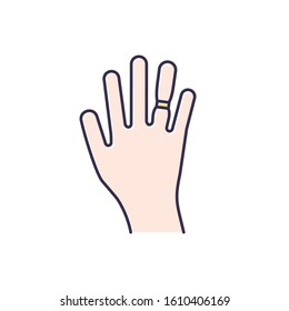 Swelling Color Icon. Weight Gain. Swollen Finger. Bloating On Arm. Hand Inflation. Joint Trauma. Predmenstrual Syndrome Symptom. Overweight Problem. Healthcare Issue. Isolated Vector Illustration