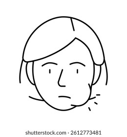 swelling face disease symptom line icon vector. swelling face disease symptom sign. isolated contour symbol black illustration
