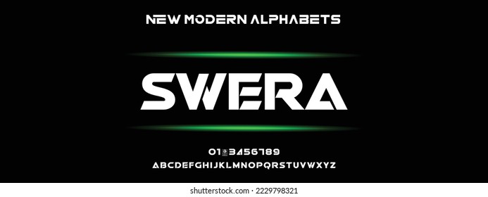 SWERA Modern Bold Font. Regular Italic Number Typography urban style alphabet fonts for fashion, sport, technology, digital, movie, logo design, vector illustration