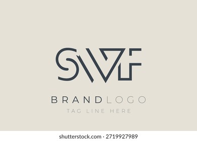 Diseño de logo de carta abstracta SWF. Diseño moderno del logotipo del negocio con tipografía Abstractas y estilo contemporáneo