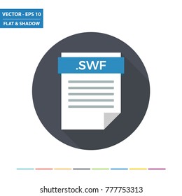 SWF animation movie document file format flat icon. Vector Illustration.
