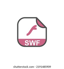 SWF File Extension, Rounded Square Icon with Symbol - Format Extension Icon Vector Illustration.