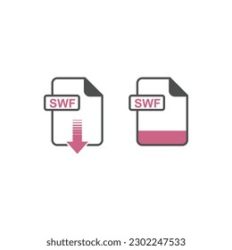 SWF Format Download Icon - Format Extension File Icon Vector Illustration For Web and Graphics Design.