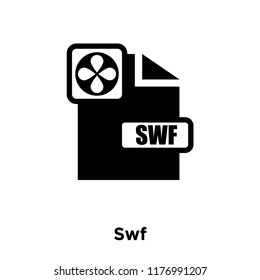 Swf icon vector isolated on white background, logo concept of Swf sign on transparent background, filled black symbol