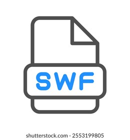 Swf minimalist icon with a prominent colored outline for video files