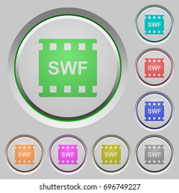 SWF movie format color icons on sunk push buttons