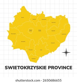 Swietokrzyskie Province map illustration. Map of the Province in Poland